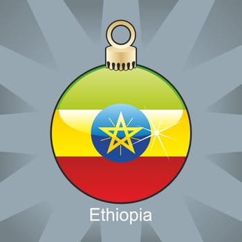 Ethiopia flag in christmas bulb shape
