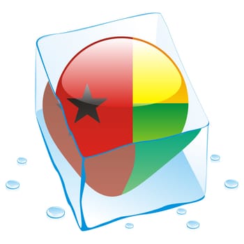 guinea bissau flag frozen in ice cube