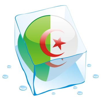 algeria flag frozen in ice cube