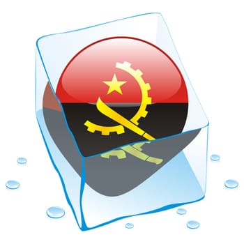 angola flag frozen in ice cube