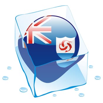 anguilla flag frozen in ice cube