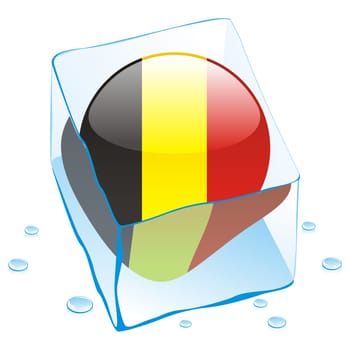 belgium flag frozen in ice cube