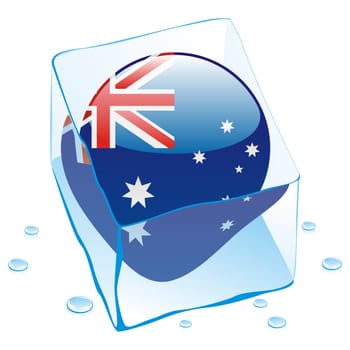 australia flag frozen in ice cube