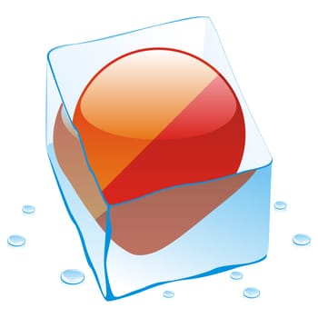 buthan flag frozen in ice cube