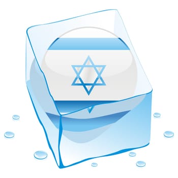 israel flag frozen in ice cube