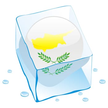 cyprus flag frozen in ice cube