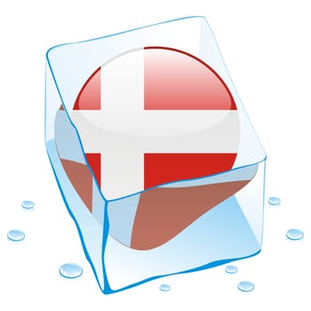 denmark flag frozen in ice cube