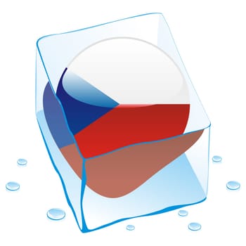 czech flag frozen in ice cube