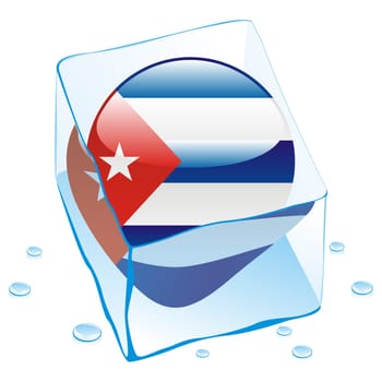 cuba flag frozen in ice cube