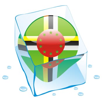 dominica flag frozen in ice cube