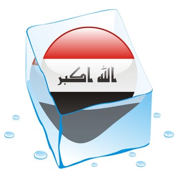 iraq flag frozen in ice cube