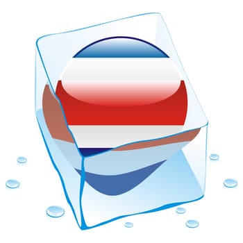 costa rica flag frozen in ice cube