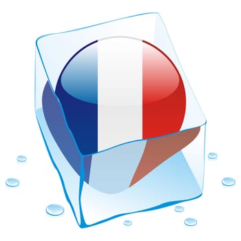 france flag frozen in ice cube