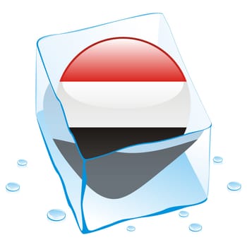 egypt flag frozen in ice cube