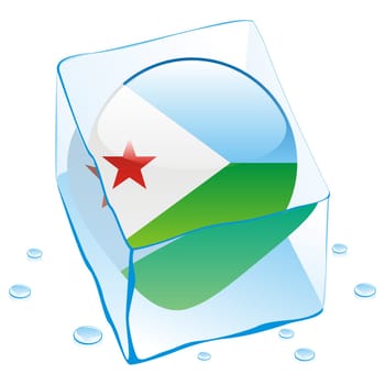 djibouti flag frozen in ice cube
