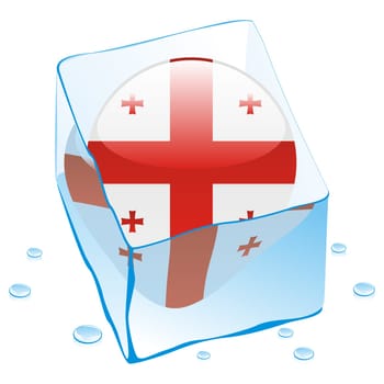 georgia flag frozen in ice cube