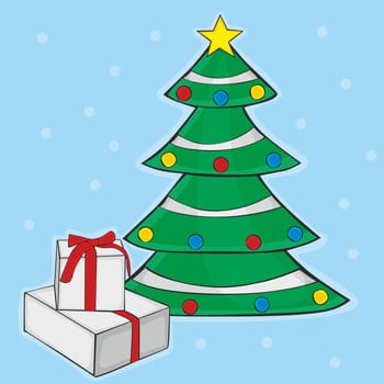 christmas tree with box gifts