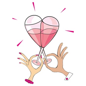 champagne glasses composing heart shape