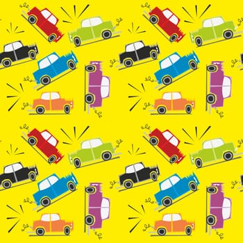 seamless pattern car crash