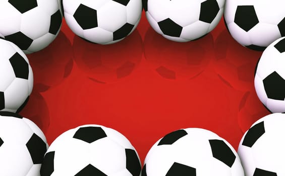 Background - Soccer balls on red
