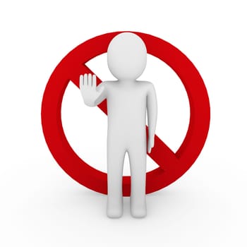 3d human stop red