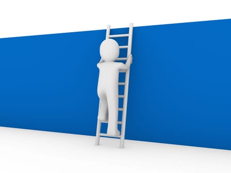 3d human ladder wall blue