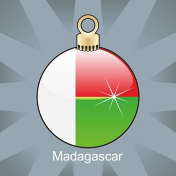 Madagascar flag in christmas bulb shape