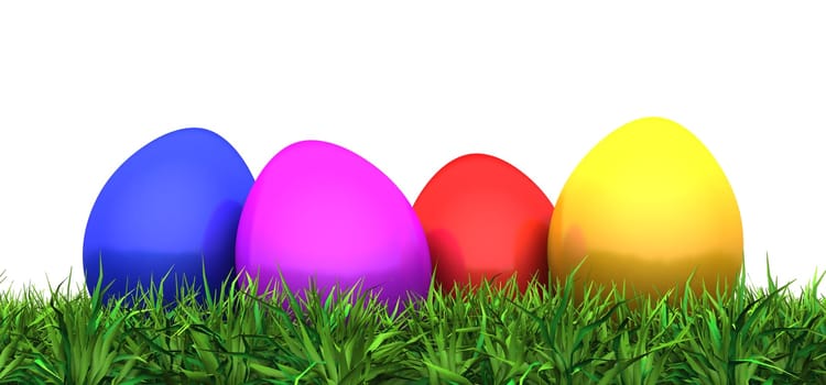 Colorful Easter Eggs on Grass 01 - Blank