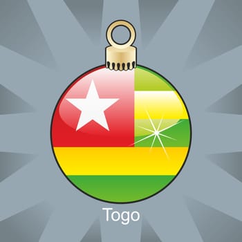 Togo flag in christmas bulb shape