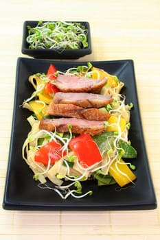 Duck breast with fried noodles
