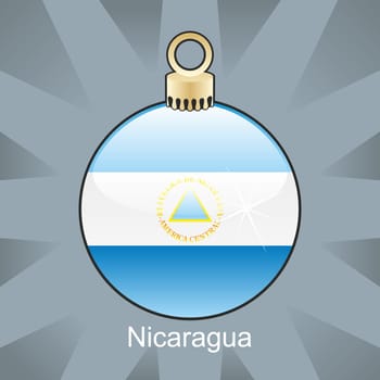 Nicaragua flag in christmas bulb shape