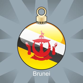 Brunei flag in christmas bulb shape