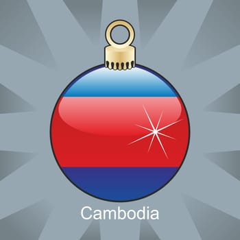 Cambodia flag in christmas bulb shape