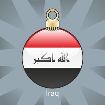 Iraq flag in christmas bulb shape