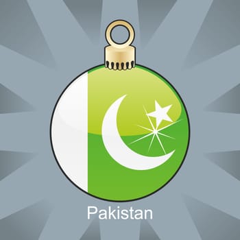 Pakistan flag in christmas bulb shape
