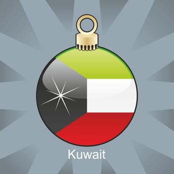 Kuwait flag in christmas bulb shape