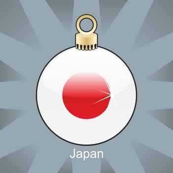 Japan flag in christmas bulb shape