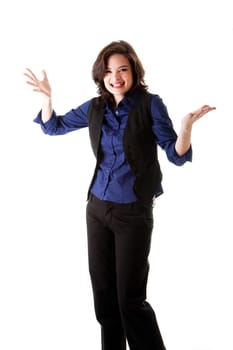 Fun happy business woman