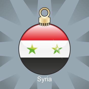 Syria flag in christmas bulb shape