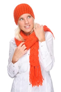 Woman with scarf and hat
