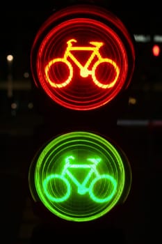 Green and red traffic lights for cyclists