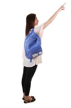 Schoolgirl with backpack.