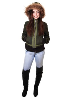 Girl with fur hat.
