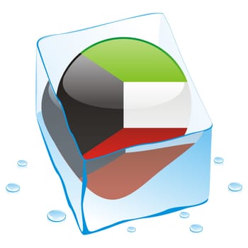 kuwait flag frozen in ice cube