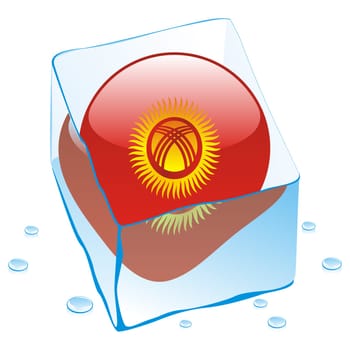 kyrgyzstan flag frozen in ice cube