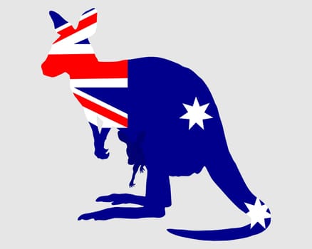 National flag of Australia with kangaroo