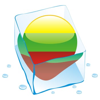 lithuania flag frozen in ice cube