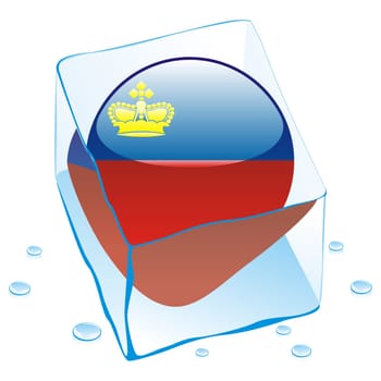 liechtenstein flag frozen in ice cube