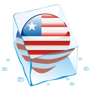 liberia flag frozen in ice cube