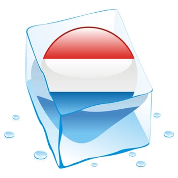 luxembourg flag frozen in ice cube